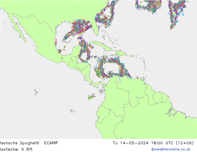 Isotachs Spaghetti ECMWF Tu 14.05.2024 18 UTC
