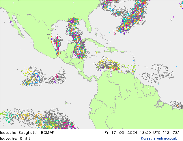 Isotachs Spaghetti ECMWF Pá 17.05.2024 18 UTC