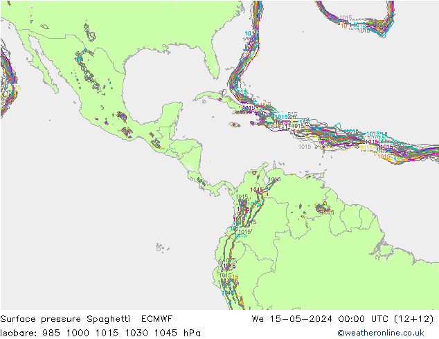 Yer basıncı Spaghetti ECMWF Çar 15.05.2024 00 UTC