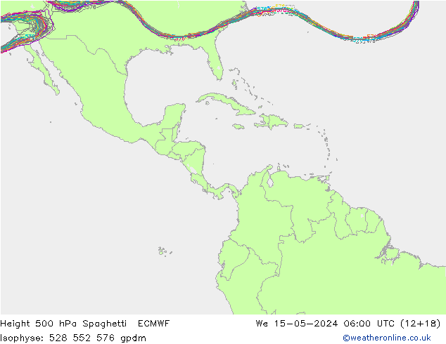 500 hPa Yüksekliği Spaghetti ECMWF Çar 15.05.2024 06 UTC