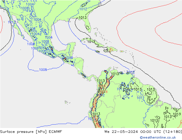 Pressione al suolo ECMWF mer 22.05.2024 00 UTC