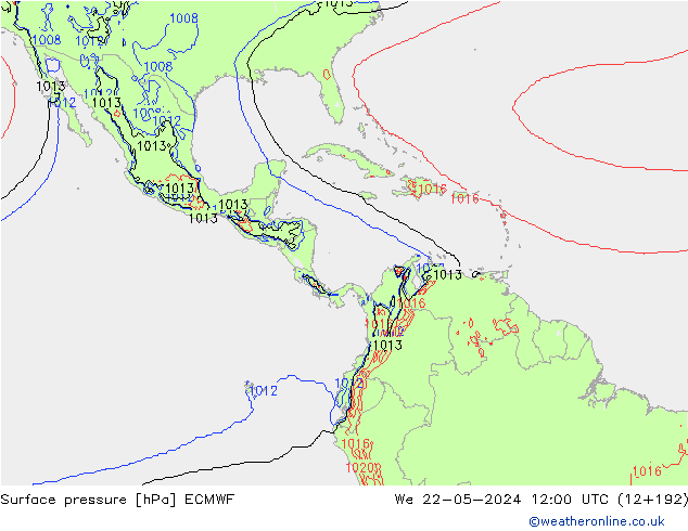 Surface pressure ECMWF We 22.05.2024 12 UTC