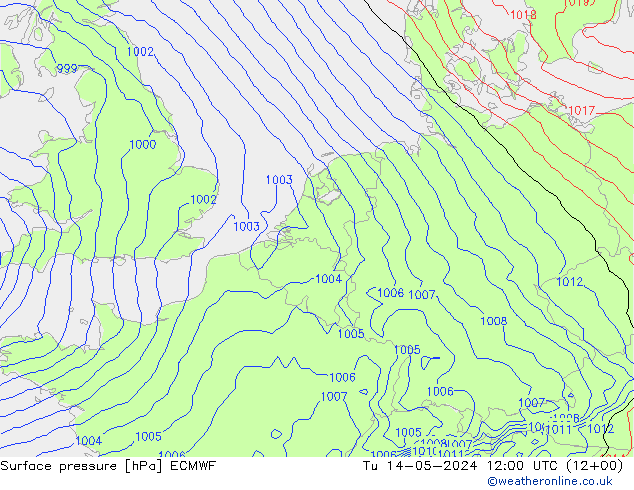 地面气压 ECMWF 星期二 14.05.2024 12 UTC