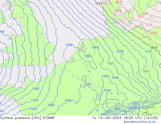 Pressione al suolo ECMWF mar 14.05.2024 18 UTC