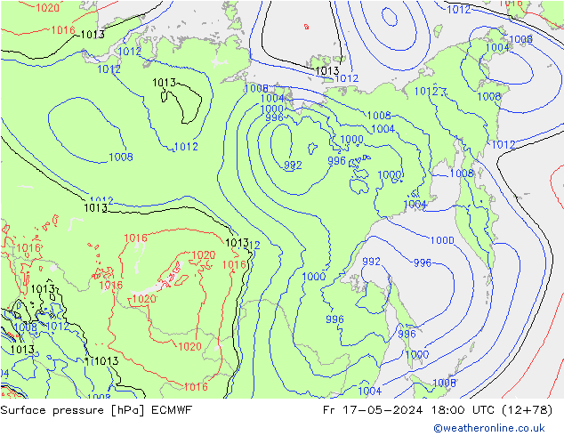 Pressione al suolo ECMWF ven 17.05.2024 18 UTC