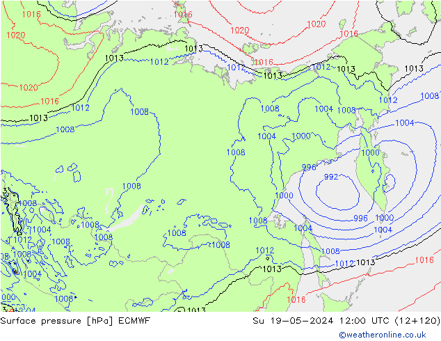 приземное давление ECMWF Вс 19.05.2024 12 UTC