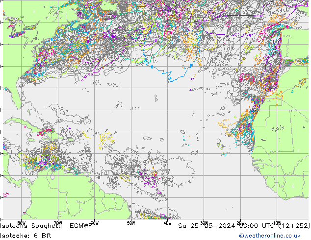Isotachen Spaghetti ECMWF za 25.05.2024 00 UTC