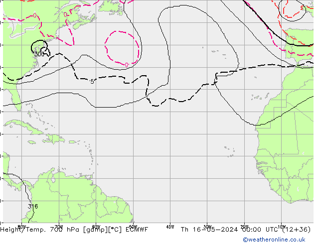 Height/Temp. 700 hPa ECMWF Th 16.05.2024 00 UTC