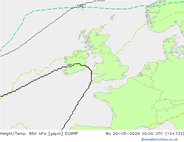 Height/Temp. 850 hPa ECMWF Po 20.05.2024 00 UTC