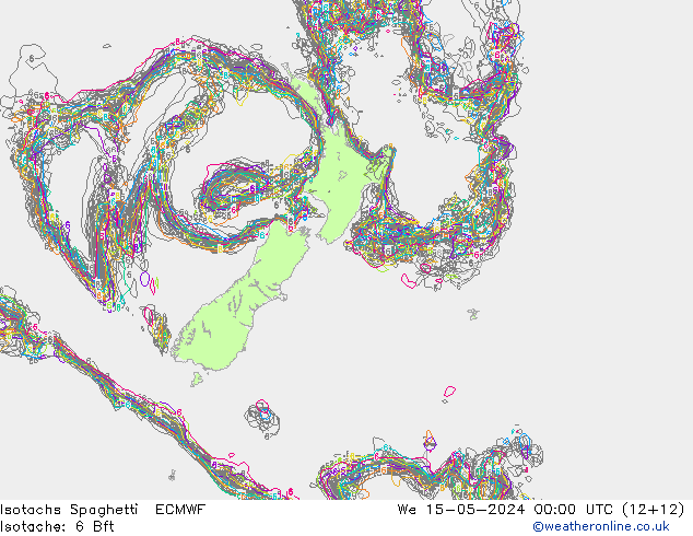 Isotachs Spaghetti ECMWF Qua 15.05.2024 00 UTC