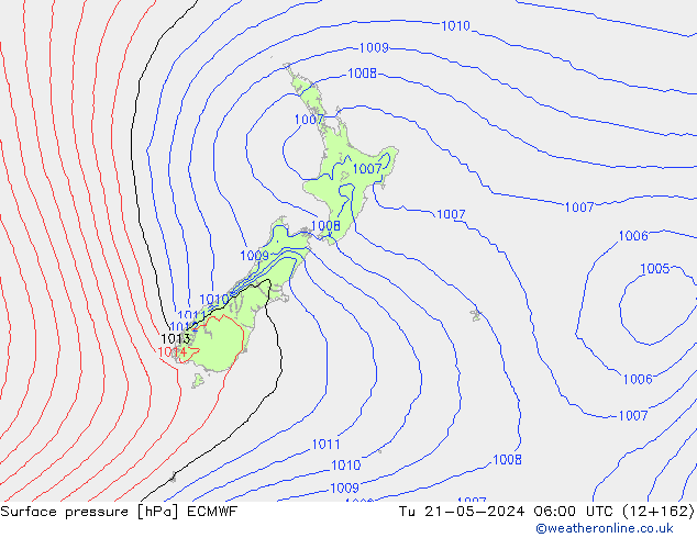 Atmosférický tlak ECMWF Út 21.05.2024 06 UTC