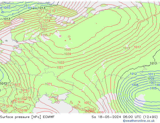 приземное давление ECMWF сб 18.05.2024 06 UTC