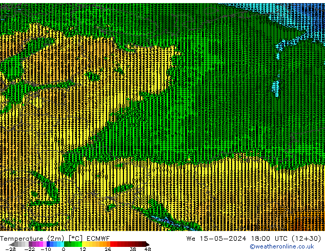 Temperaturkarte (2m) ECMWF Mi 15.05.2024 18 UTC
