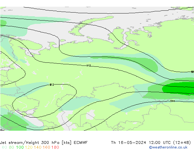 Straalstroom ECMWF do 16.05.2024 12 UTC