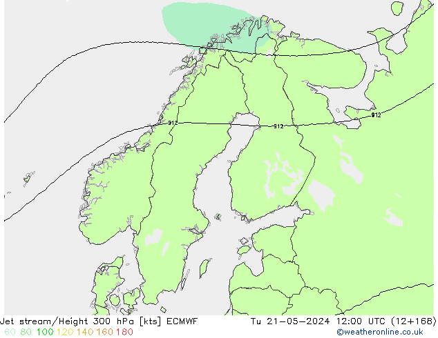 Straalstroom ECMWF di 21.05.2024 12 UTC