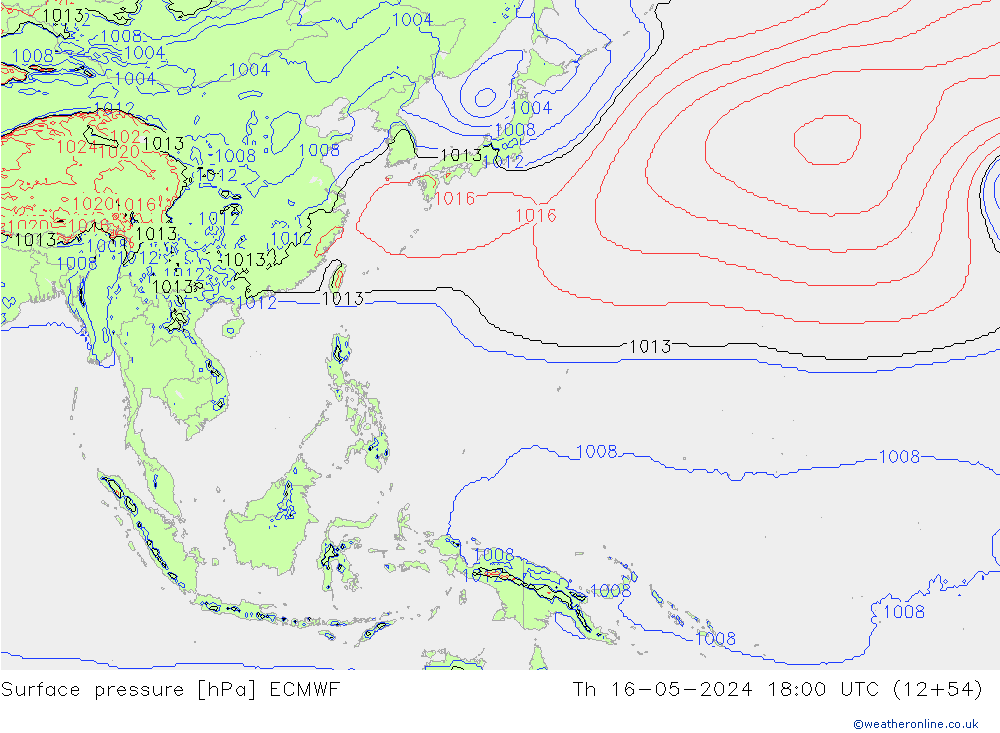 pression de l'air ECMWF jeu 16.05.2024 18 UTC