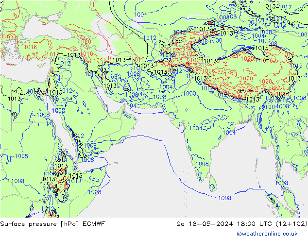 Surface pressure ECMWF Sa 18.05.2024 18 UTC