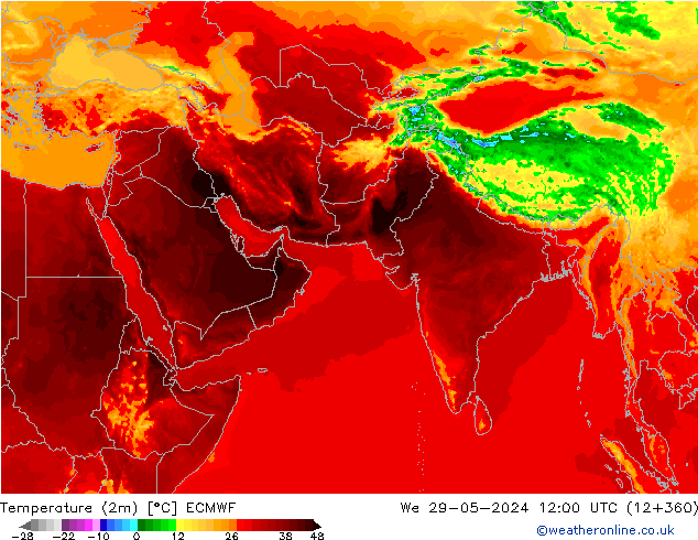 温度图 ECMWF 星期三 29.05.2024 12 UTC