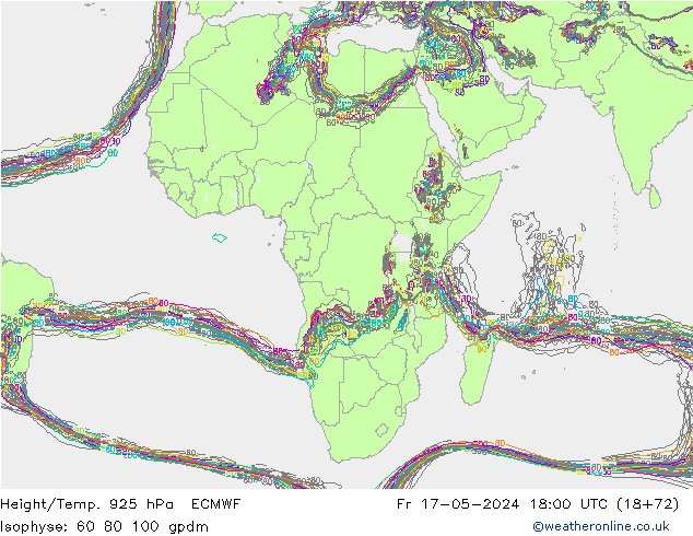 Height/Temp. 925 hPa ECMWF Fr 17.05.2024 18 UTC