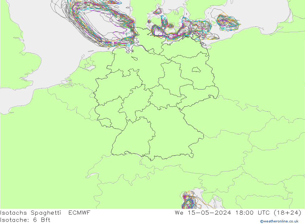 Isotachs Spaghetti ECMWF Qua 15.05.2024 18 UTC