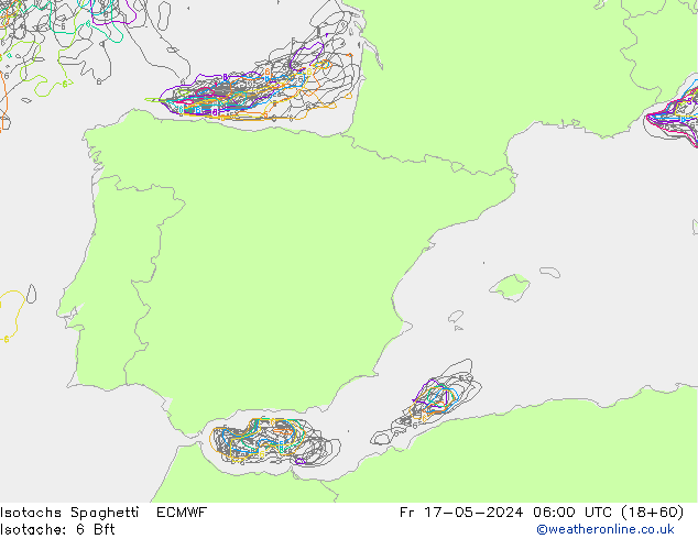 Isotachs Spaghetti ECMWF Fr 17.05.2024 06 UTC