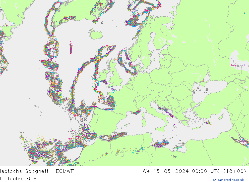Isotachs Spaghetti ECMWF We 15.05.2024 00 UTC
