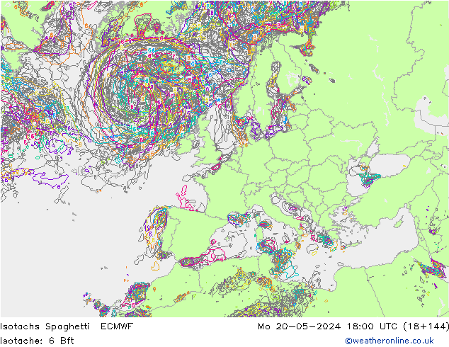 Isotachen Spaghetti ECMWF Mo 20.05.2024 18 UTC