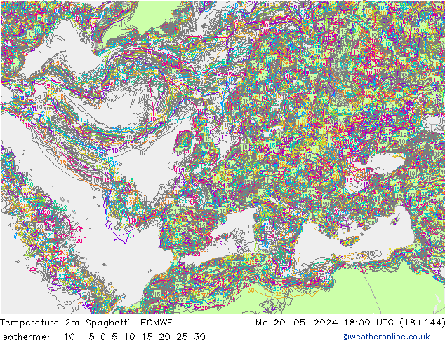 Sıcaklık Haritası 2m Spaghetti ECMWF Pzt 20.05.2024 18 UTC