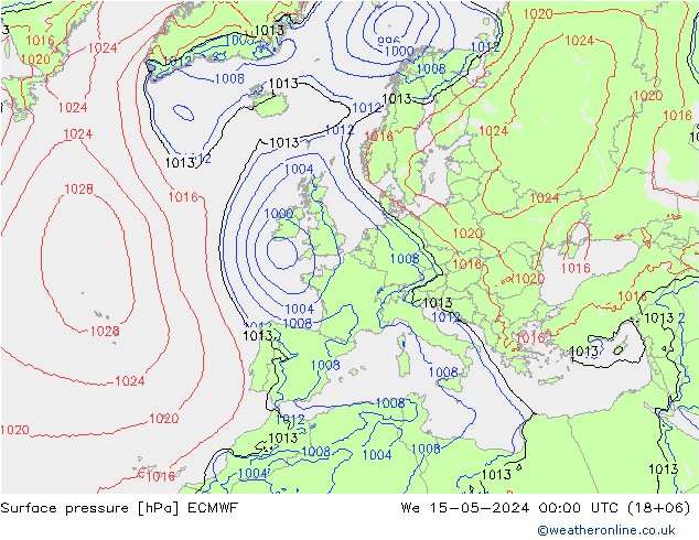 Luchtdruk (Grond) ECMWF wo 15.05.2024 00 UTC