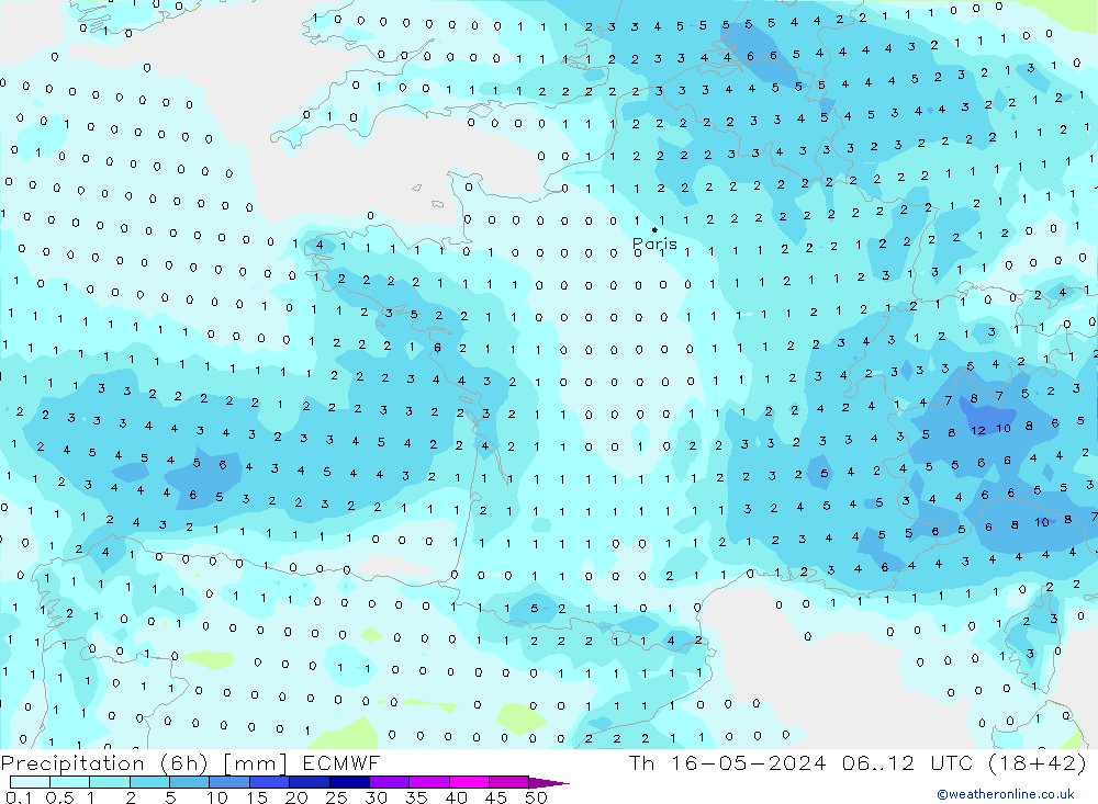 Yağış (6h) ECMWF Per 16.05.2024 12 UTC