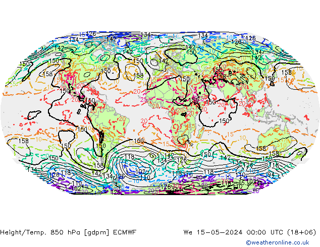 Height/Temp. 850 hPa ECMWF Qua 15.05.2024 00 UTC