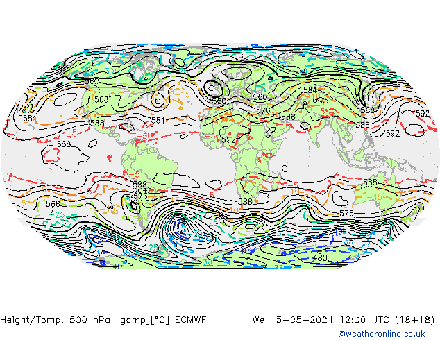 Height/Temp. 500 hPa ECMWF We 15.05.2024 12 UTC