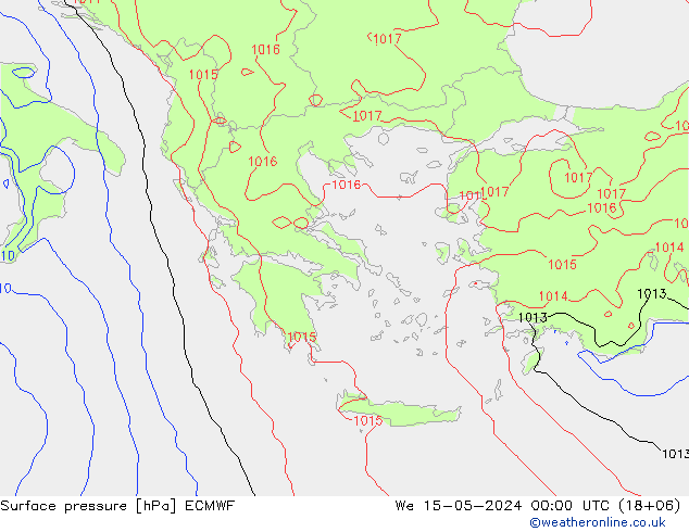 pressão do solo ECMWF Qua 15.05.2024 00 UTC
