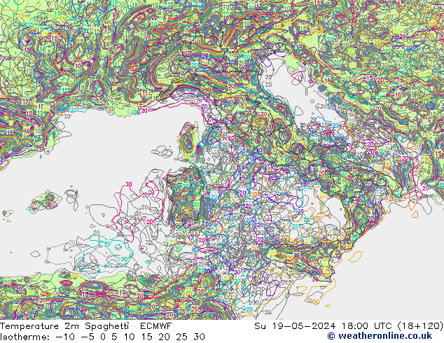 Temperature 2m Spaghetti ECMWF Ne 19.05.2024 18 UTC