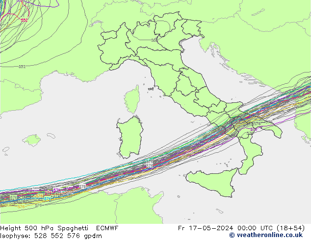 Height 500 hPa Spaghetti ECMWF Fr 17.05.2024 00 UTC