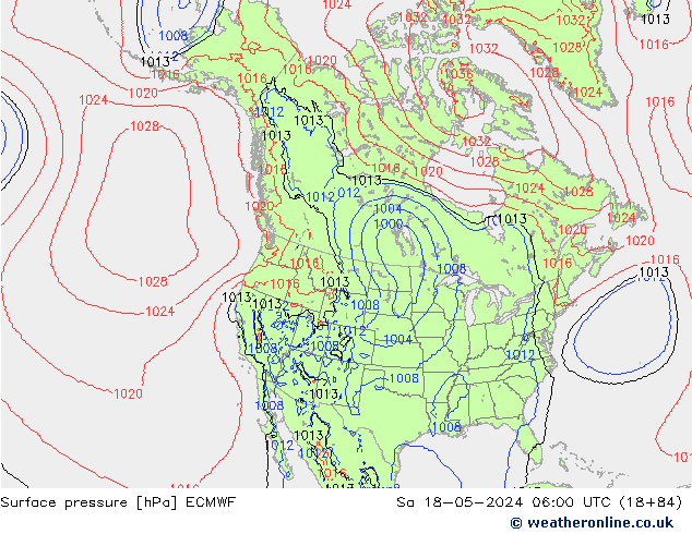 Atmosférický tlak ECMWF So 18.05.2024 06 UTC