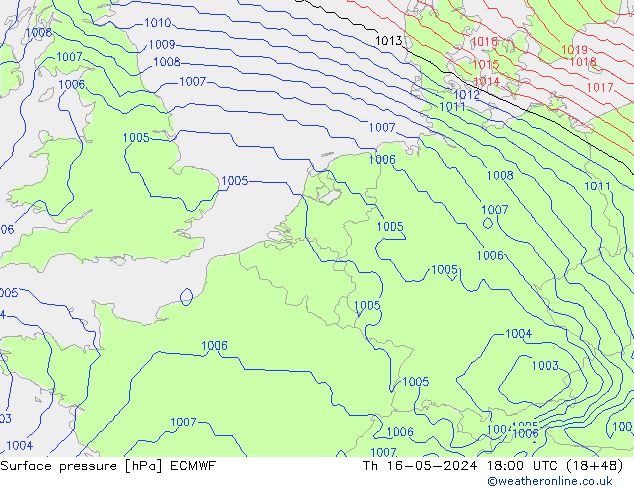 ciśnienie ECMWF czw. 16.05.2024 18 UTC