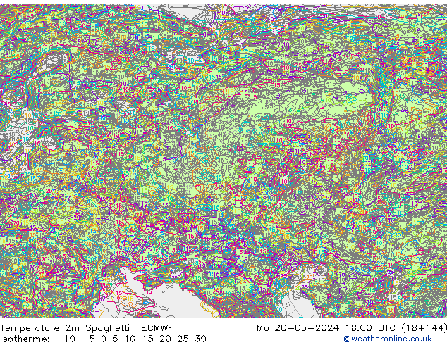 mapa temperatury 2m Spaghetti ECMWF pon. 20.05.2024 18 UTC
