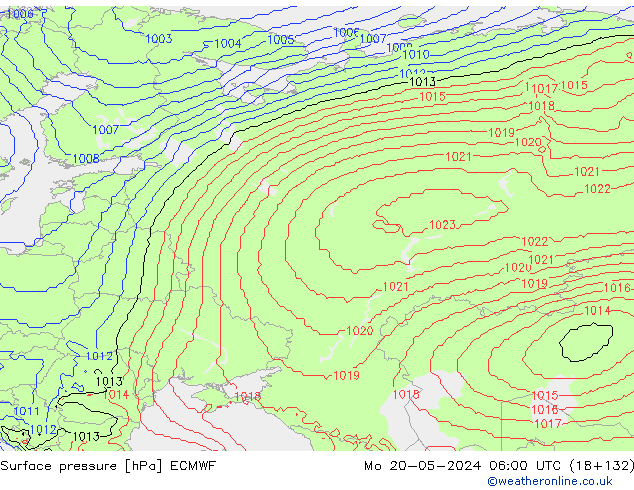 Luchtdruk (Grond) ECMWF ma 20.05.2024 06 UTC