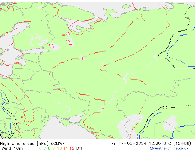High wind areas ECMWF  17.05.2024 12 UTC