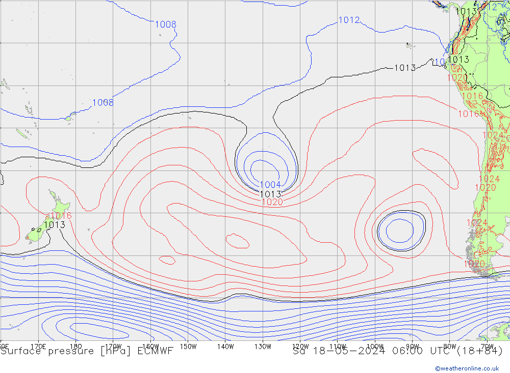 Pressione al suolo ECMWF sab 18.05.2024 06 UTC