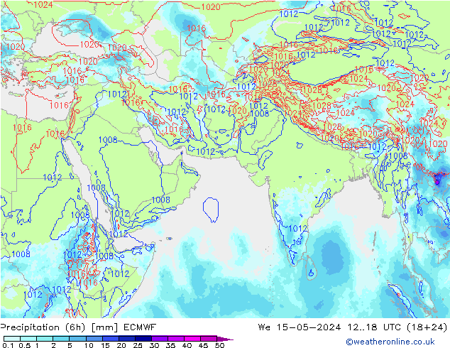 降水量 (6h) ECMWF 星期三 15.05.2024 18 UTC