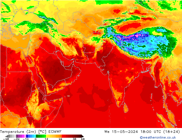 温度图 ECMWF 星期三 15.05.2024 18 UTC