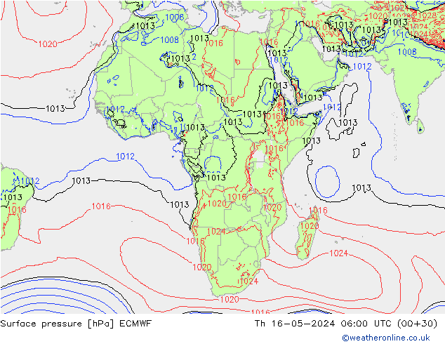 приземное давление ECMWF чт 16.05.2024 06 UTC