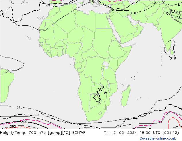 Yükseklik/Sıc. 700 hPa ECMWF Per 16.05.2024 18 UTC