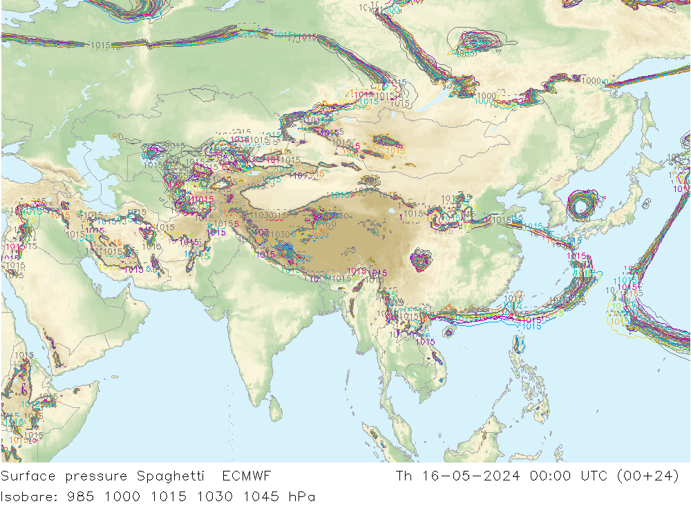 Yer basıncı Spaghetti ECMWF Per 16.05.2024 00 UTC