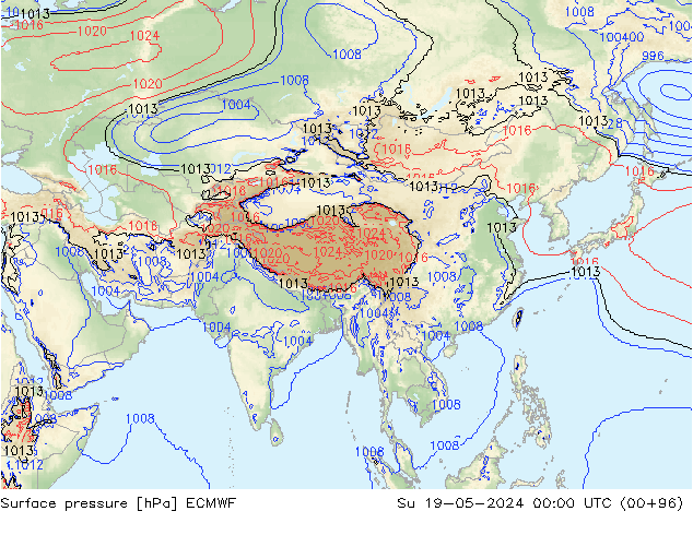 Yer basıncı ECMWF Paz 19.05.2024 00 UTC