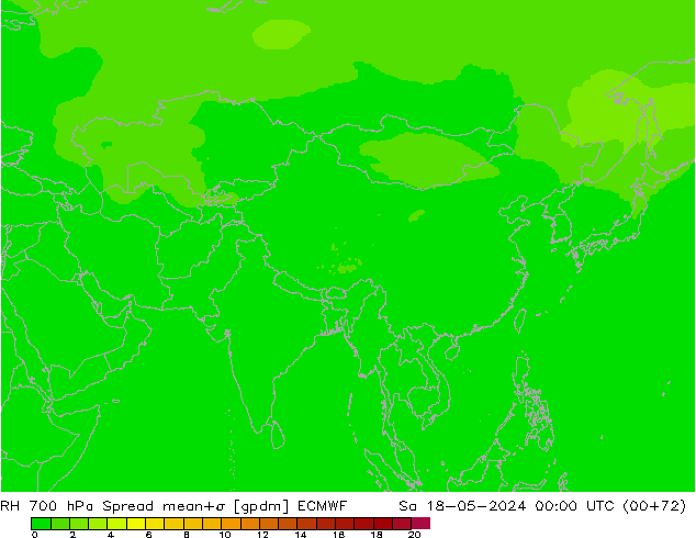 RH 700 hPa Spread ECMWF Sa 18.05.2024 00 UTC