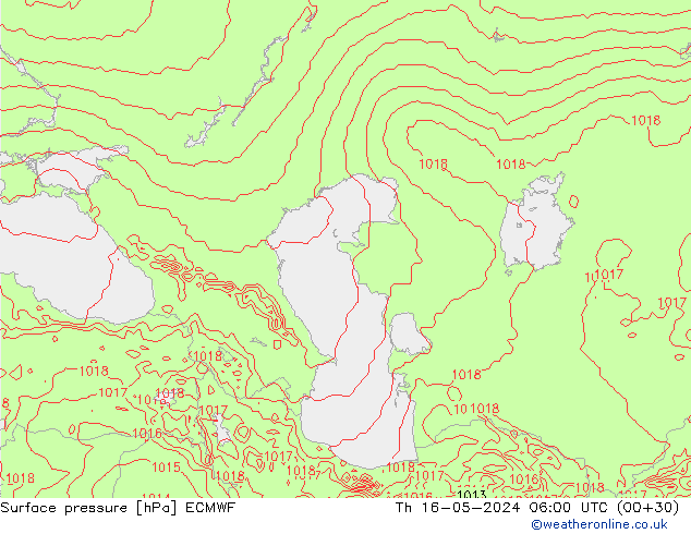 ciśnienie ECMWF czw. 16.05.2024 06 UTC