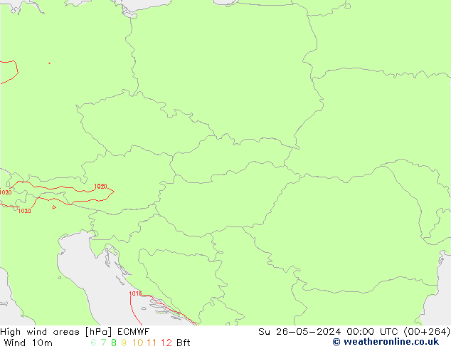 High wind areas ECMWF Ne 26.05.2024 00 UTC